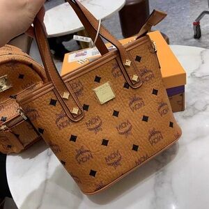 MCM Tan Logo Tote Bag
